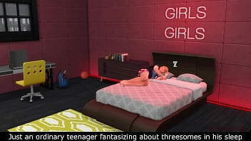 Sims 4, реальный голос, Горячие незнакомки из интернета приходят порадовать  парня в сексе втроем