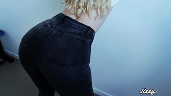Cum in panty and black denim jeans after rubbing my smooth tight pussy