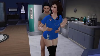 Enfermera recibe triple creampie de su hermanastro (Sims4)