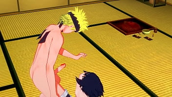 Naruto Yaoi - Naruto x Sasuke Boquete e Footjob - Sissy crossdress Japonês Asiático Mangá Anime Jogo Porn Gay