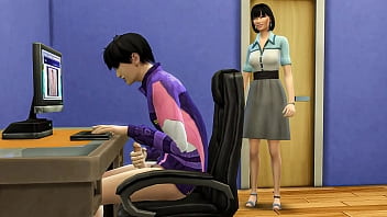 जापानी माँ कंप्यूटर के सामने हस्तमैथुन करती हुई उसके सौतेले बेटे को पकड़ती है और फिर उसे पहली बार उसके साथ यौन संबंध बनाने में मदद करती है - कोरियाई मां