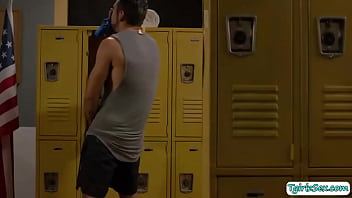 Busty ts Jexxxica Blake ebony ass anal bareback in locker room