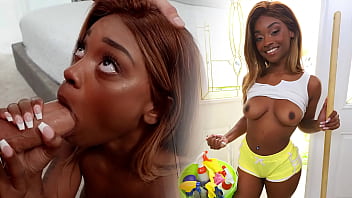 Hot black maid accepts to take off her clothes to work naked - ebony porn