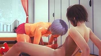 Yaoi Femboy - Alu BLowjob and Bareback - Sissy crossdress Japanese Asian Manga Anime Game Porn Gay