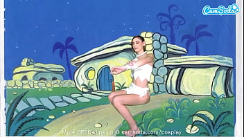 Cute Teen Cosplay As Wilma Flintstone Masturbates And Sucks Huge Cock