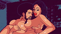 Sexy e grossa Ebony Moriah salta sua bunda grande em um desenho animado da bbc - Ai re