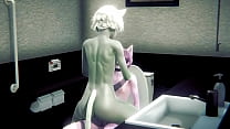 Furry Yaoi - Garçon de chat gris et sexe de garçon de chat rose dans les toilettes publiques - Sissy crossdress Japanese Asian Manga Anime Film Game Porn Gay