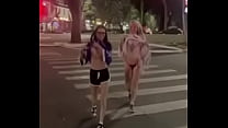 Bad Melli and Kyra Sex showing off their bodies on Avenida Ipiranga