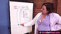 Profesora de sexo tetona se masturba durante su lección