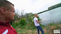 Horny Leon Lets Tattooed Hottie Ryan Cage Pound His Hole Up Against The Tree - Reality Dudes