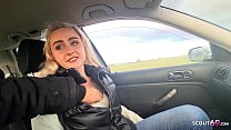 German Blonde Hitchhiker Teen seduce to Fuck in Car by Stranger