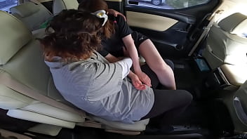 A married woman who has car sex before volleyball practice and gets a lot of ejaculation on her hands