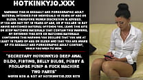 Secretary Hotkinkyjo deep anal dildo, fisting, belly bulge, pussy & prolapse pump & fuck machine