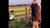 Annemieke outdoor in short dress flashing and enjoying the nice weather