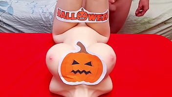 ANAL HARDCORE FUCK FOR HAPPY HALLOWEEN - AMATEUR EXTRA SMALL TEEN 18 years VERY BIG TITS HUGE ASS FUCKED HARD BIG COCK MAN. BIG BUUBLE BUTT PETITE TEEN. HOMEMADE FUCKING SEX DOLL