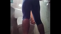 Sporty guy peeing after training!