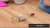 FamilyBangs.com ⭐ Siblings Playing the Bottle with Chocolate Baby, Sarah Banks, Trillium, Bill Bailey
