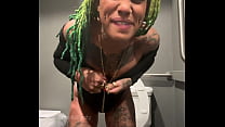 Wetkittycity stripping in a public bathroom and taking a piss