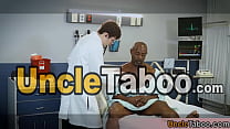 Cute doctor versus a big muscular sporty black man Lets see who will win the bareback fucking game