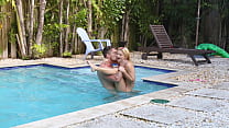 Stepsister Seduces and Rides Her Stepbrother's Cock Beside the Pool - Famlust