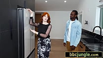 Busty Redheaded MILF and Her Stepdaughter Share Stepson&#039_s Big Black Cock
