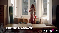 Petite small titted Hungarian hottie Tiffany Tatum gets massaged and fucked
